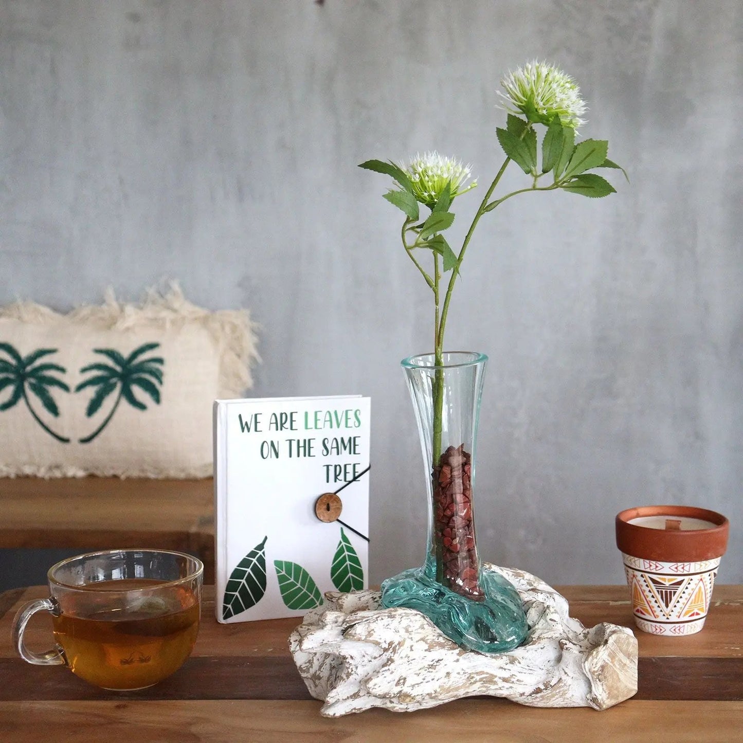 Molten Glass on Whitewash Wood - Vase - Medium Molten Glass on Wood