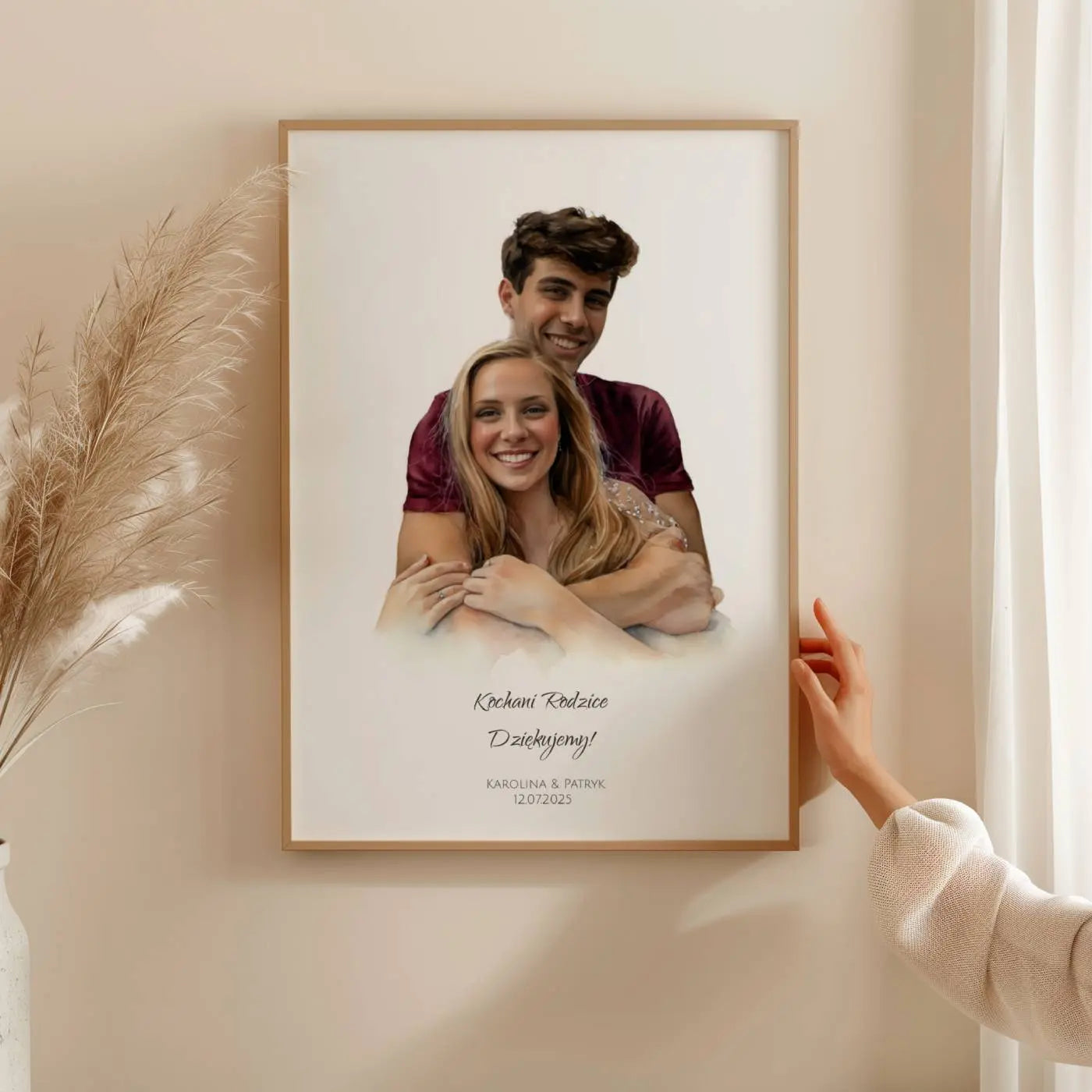 Podziękowania dla rodziców Personalizowany Portret dla Rodziców | Wyjątkowy Prezent Ślubny | Podziękowania obraz