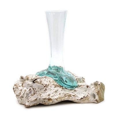 Molten Glass on Whitewash Wood - Vase - Medium  Molten Glass on Wood