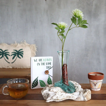 Molten Glass on Whitewash Wood - Vase - Medium  Molten Glass on Wood