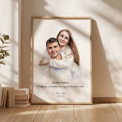 Podziękowania dla rodziców Personalizowany Portret dla Rodziców | Wyjątkowy Prezent Ślubny | Podziękowania  obraz