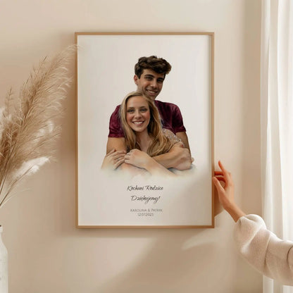 Podziękowania dla rodziców Personalizowany Portret dla Rodziców | Wyjątkowy Prezent Ślubny | Podziękowania  obraz