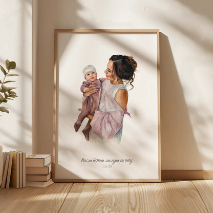 Portret dla Rodziców | Wyjątkowy Prezent | Prezent z okazji narodzin | Babyshower  obraz