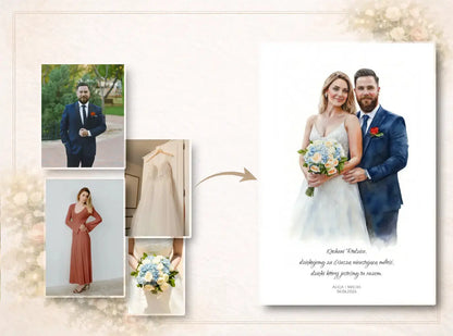 Portret z kilku zdjęć: Podziękowania dla rodziców | Personalizowany Portret dla Rodziców z kilku zdjęć  obraz
