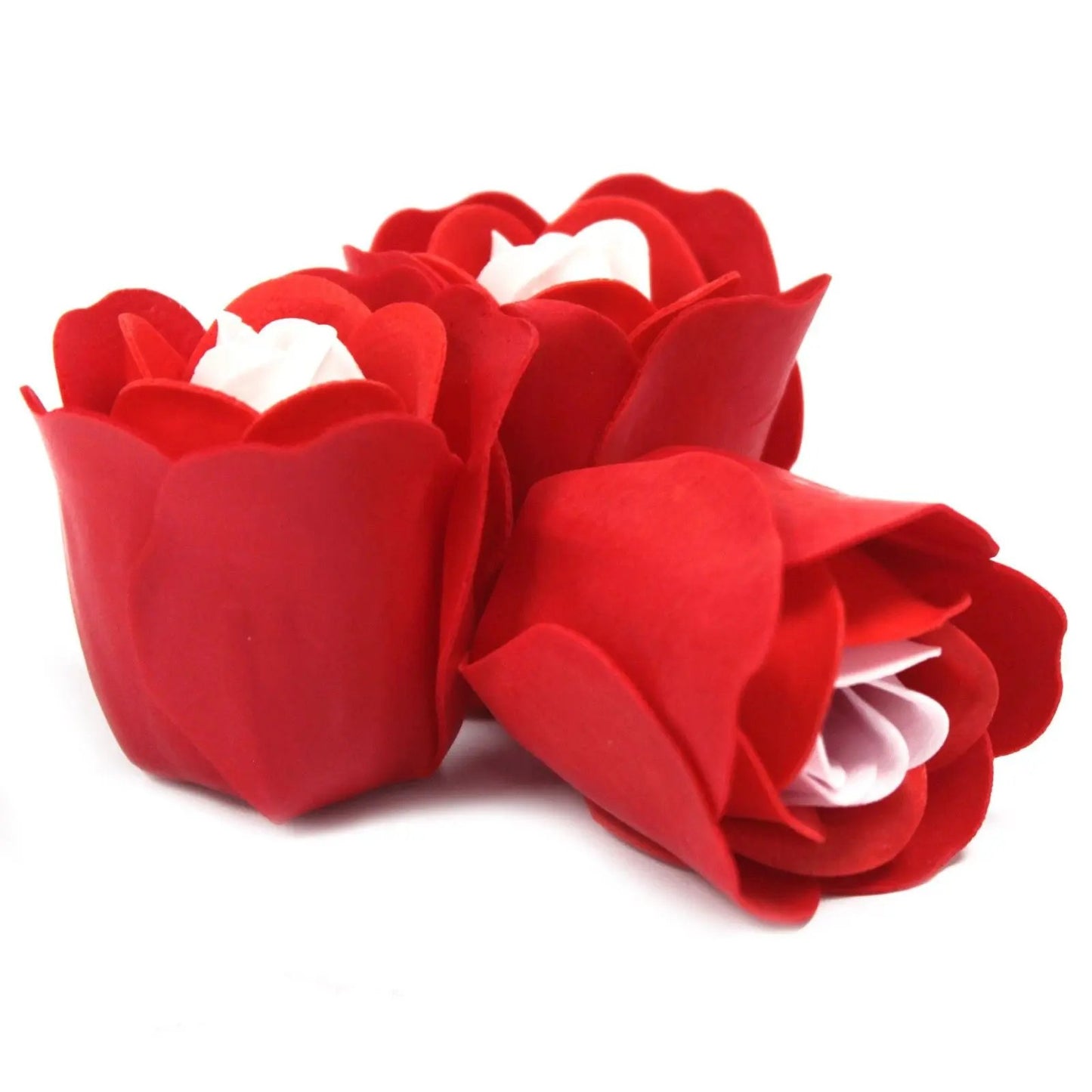 Set of 3 Soap Flower Heart Box - Red Roses  Luxury Soap Flowers