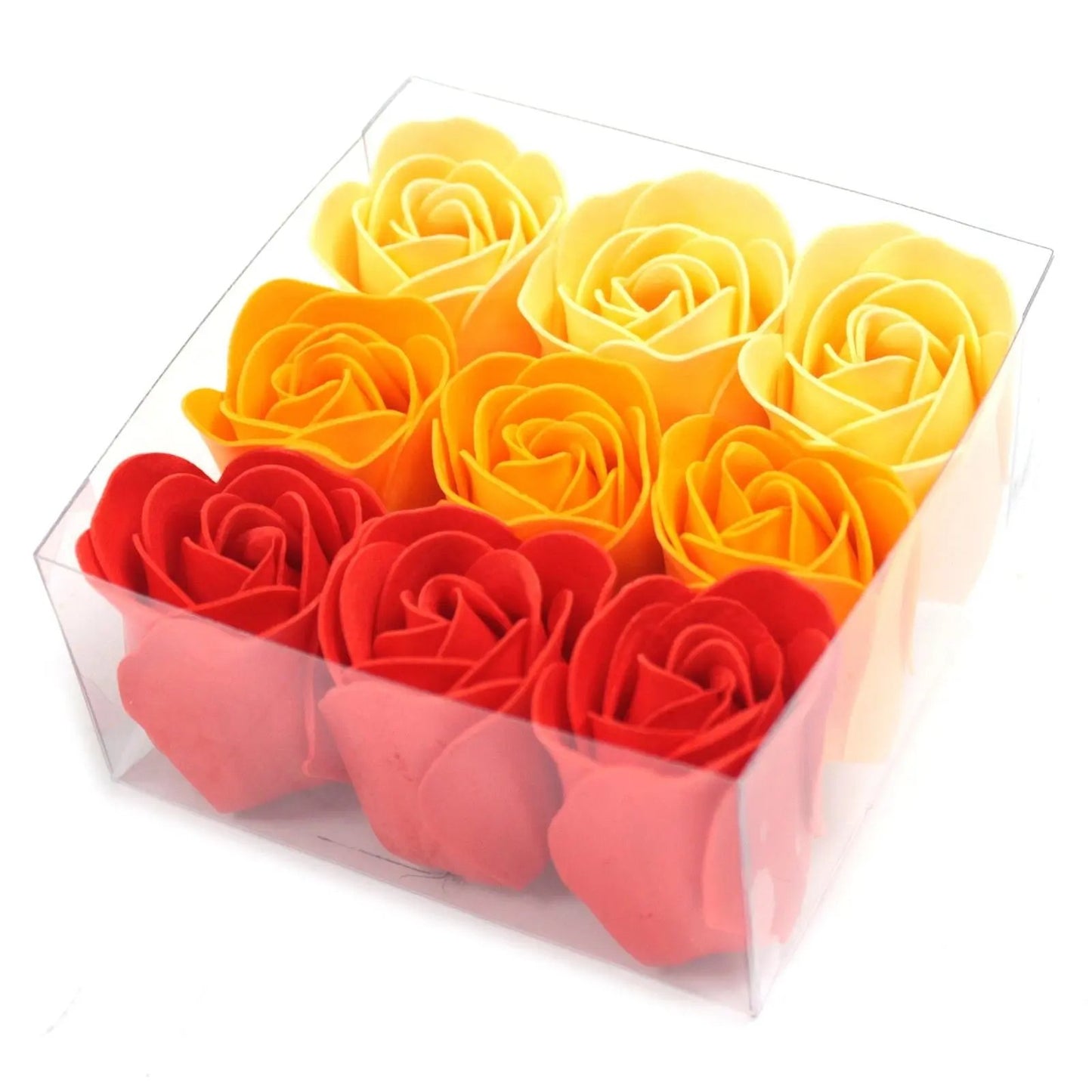 Set of 9 Soap Flower Box - Peach Roses  Luxury Soap Flowers