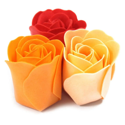 Set of 9 Soap Flower Box - Peach Roses  Luxury Soap Flowers