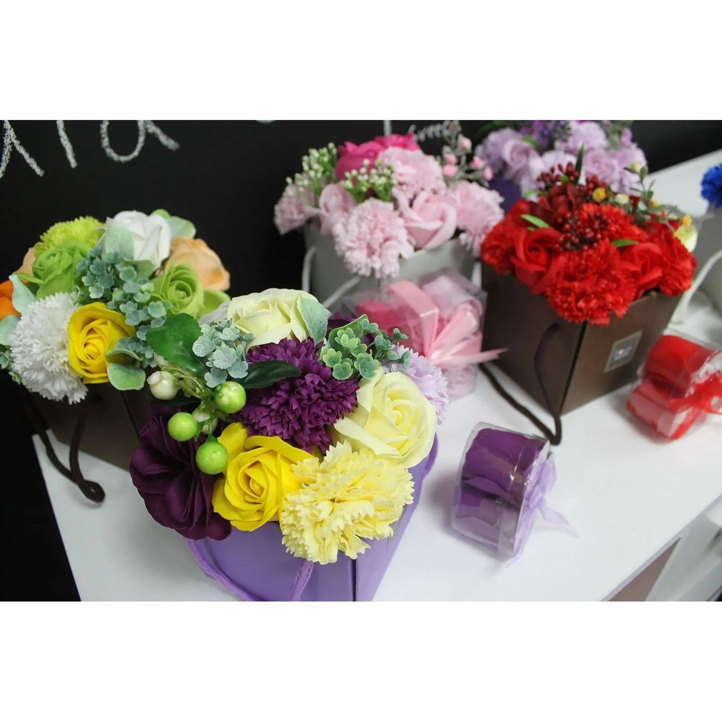 Soap Flower Bouqet - Pink Rose & Carnation  Luxury Soap Flowers